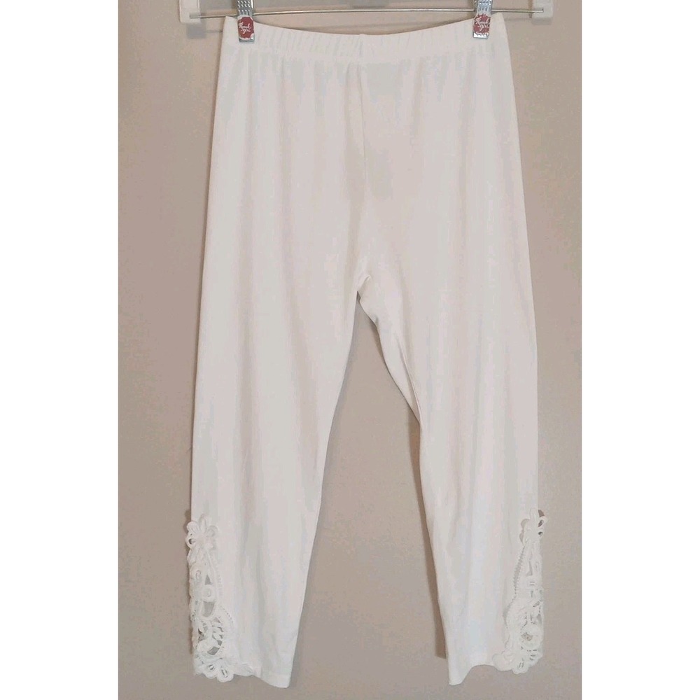 Noracora Women White Soft Embroidered Ankle Leggings Size Xsmall